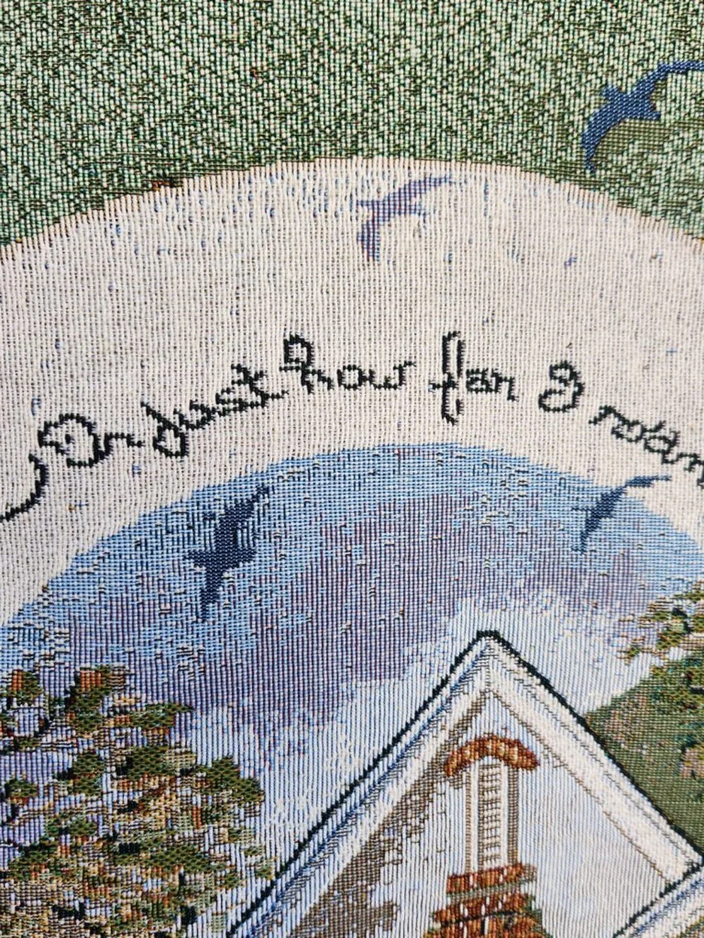 VTG Tapestry Wall Hanging Cottage Scene 1996 D. Morgan 28